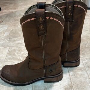 Ariat Brown and Pink Western Boots